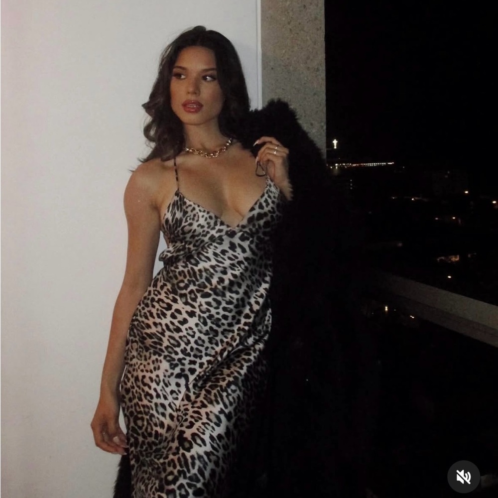 Zara maxi dress cheetah leopard animal print slip satin evening party cocktail